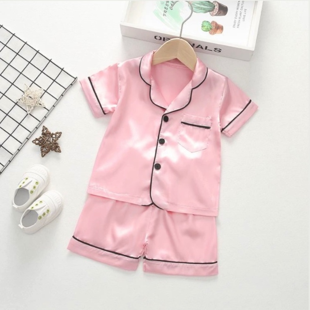 Girls Satin Two Piece Pajama Set
